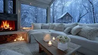 🎹🌷 Calm Winter Piano Music | Cozy Room with Snow Outside | 4 Hours of Sleep Aid & Study Relaxation