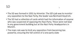 GCSE History - Weimar and Nazi Germany - Unit 3 - Lesson 4 - Police State
