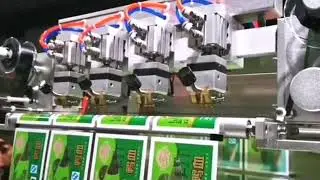 4 lanes trays filling and sealing machine linear type liquid filler cup sealer
