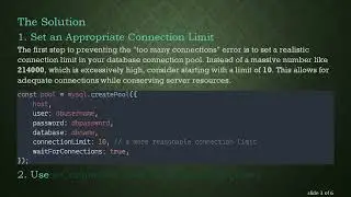 How to Avoid Too Many Connections Error in MySQL2 with Node.js