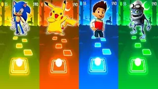 Sonic VS Pikachu VS Paw Patrol VS Crazy Frog - Tiles Hop EDM Rush