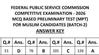 CSS MPT 2026 Today's Paper Answer Key & Result Date Latest News from FPSC | CSS Exam 2026 Update