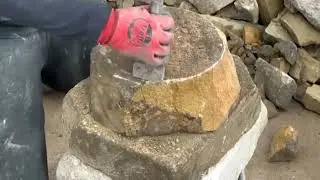 Round Cut by Hand #stone #work #marble #cuttingskills 