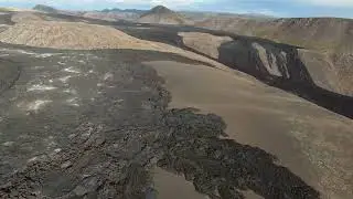 Fagradalsfjall Volcano lava flow flyover in Iceland