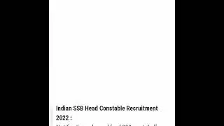 Ssc GD SSB head constable vacancy form Notification out all India🇮🇳🇮🇳🇮🇳 Male / female😶2022😶apply