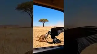 Shocking! White necked Raven Knocks Down Desert Mongoose in Savage Fight! 🦅🦡