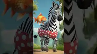 Zebra & Fish: Jungle Drip✨😱#cartoon #animation #ai #funny #shorts  #kids #fishing #zebra