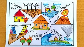 Shala Salamati Drawing | Types Of Natural Disasters Poster Drawing | School Protection Drawing