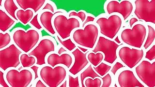 [4K] Cartoon Love Heart Transition (Valentines) - Green Screen