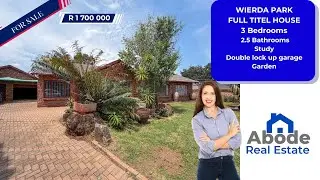 FOR SALE - HOSUE - 3 BEDROOM, 2.5 BATHROOM, STUDY, DOUBLE GARAGE, GARDEN - WIERDA PARK - R1 700 000