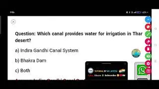 Which canal provides water for irrigation in Thar desert?