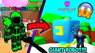 HACKING GIANT ROBOT WITH ADMIN COMMANDS IN BUBBLE GUM SIMULATOR TROLLING!! (Roblox)