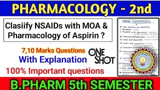 NSAID - Clasiify NSAIDs with MOA and Pharmacology of Aspirin | 5th sem important questions answers