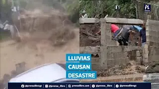 Correntada de lodo, rocas y escombros dejan daños en el kilómetro 8.5 de la carretera a Muxbal