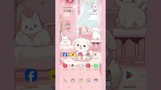 #samsungtheme#aesthetic Theme-(cute dog and cat cartoon happy home)