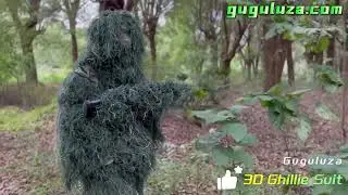 GUGULUZA 3D Sniper Ghillie Suit Woodland Camouflage Traning Clothing Hunting 4pcs in Bag
