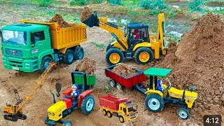JCB fully loading soil dumper, tractor, truck | tractor Accident recovery by crane#tranding