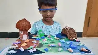 Mini dino world # diy mould dinosaur# creativity of a kid# modern dinosaur# Hanvik kutty 