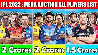 IPL 2022 All MEGA Auction Players List