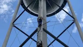 Taking down an antenna from a water tower. #hamradio #OBARC