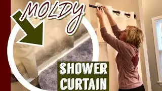 How I clean our NASTY SHOWER CURTAIN with bleach | 2020 CLEANING MOTIVATION | LIVING GRATEFULLY