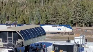Eastbound California Zephyr passes Opening Day at Winter Park Resort, CO (WPR)