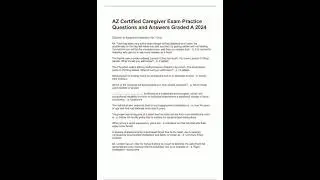 Az Certified Caregiver Exam Practice Questions And Answers Graded A 2024