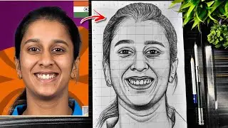 Jemimah Rodrigues Drawing, Women&rsquo;s Cricketer Sketch, CWC 2025 Champion Art, Step By Step Tutorial