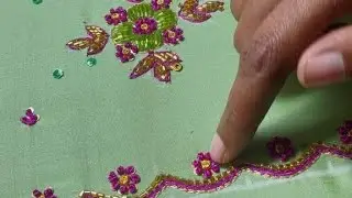 Beautiful Thread and Bead work using normal needle same like aari 