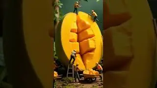 Mini Workers Harvest Giant Mango 🍋 | AI Miniature Scene | No Copyright #miniatureworld