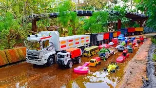 Wow !!! Mobil Truk Rc Tronton Panjang Bongkar Penuh Mobil Mobilan Loader, Truk Mixer, Kereta Api