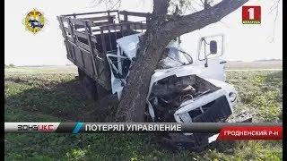 Грузовик под Гродно вылетел с дороги и врезался в дерево. Зона X