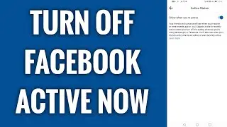 How To Turn Off Facebook Active Now
