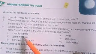 New Oxford Modern English Book 7 | Poem: Moon wind | Exercise A all question answer