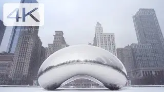 ❄️ Snowstorm Chicago (Jan 31, 2021)  -  Millennium Park,  Chicago Bean, Michigan Ave, Riverwalk [4K]