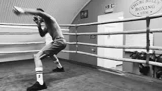 Boxing training with Shuffle Wear organic cotton ultra padded sport sock.