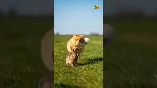 The Chase: Cat Running After a Mouse and a Rabbit #cat #funny #cute #rabbit