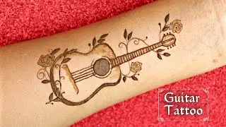 Simple tattoo /guitar tattoo making by henna || guitar tattoo on hand || mehndi creations