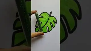 Glitter ✨ Green 💚Leaf 🌿#youtubeshorts #kidsart #coloring #glitter #art #viralshorts