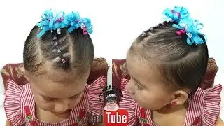 COMO PEINAR A TU BEBÉ EN POCO CABELLO FÁCIL CON LIGAS|easy baby girls hairstyles 🐙