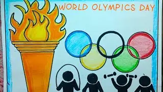 International Olympic Day poster drawing, 23 June | Olympic Drawing | How to Draw Olympic Day poster
