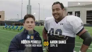 @NDFootball | Aaron Banks Post Practice Interview Navy Week (2018)