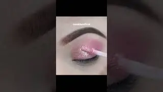 Pink Glittery Eyemakeup with Lipstick #shorts