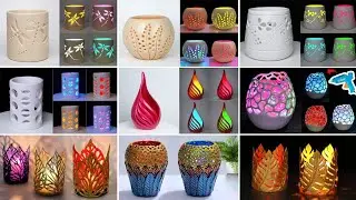 Table lamp Flower Vase making || Lighting lamp corner Flower vase || plastic bottle flower vase