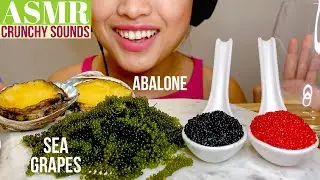 ASMR SEA GRAPES OR UMIBUDO GREEN CAVIAR +ABALONE+TOBIKO (SUPER CRUNCHY EATING SOUNDS)