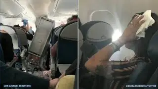 Scary turbulence in air plane caught on camera.