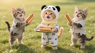 Ginger and Mama Cat Share Free Sausage Bread with Stray Cats 🌭🐾💖 | Funny Cat Videos