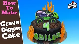 Grave Digger Cake Topper - Monster Truck Cake Tutorial - Cake Decorating Video by Caketastic Cakes