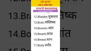 Human body parts English words to Hindi meaning| gk quiz| gk education 100k #shorts #trending #viral