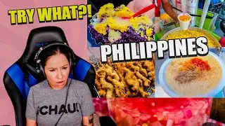 LATINA REACTS to FILIPINO STREET FOOD CHALLENGE in MANILA PHILIPPINES // IMPOSSIBLE CHALLENGE!!